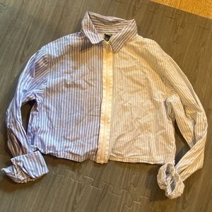 Wild fable pinstripe zip crop